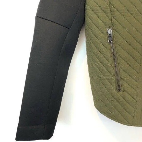 Tibi Quilted Olive Black Moto Jacket S - Picture 6 of 6